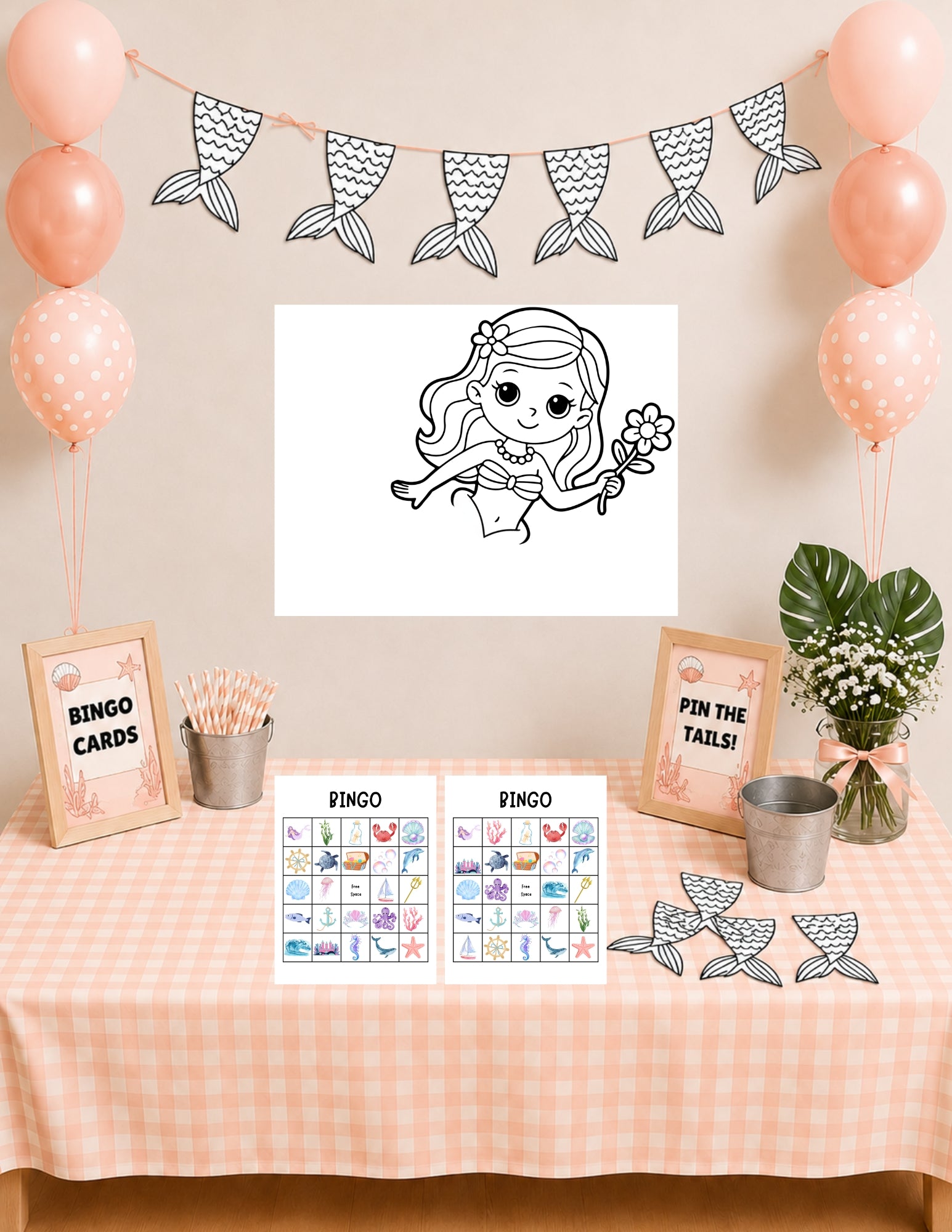 Printable Mermaid Birthday Party Bundle – Invitation, Games, Banner & More | Instant Download