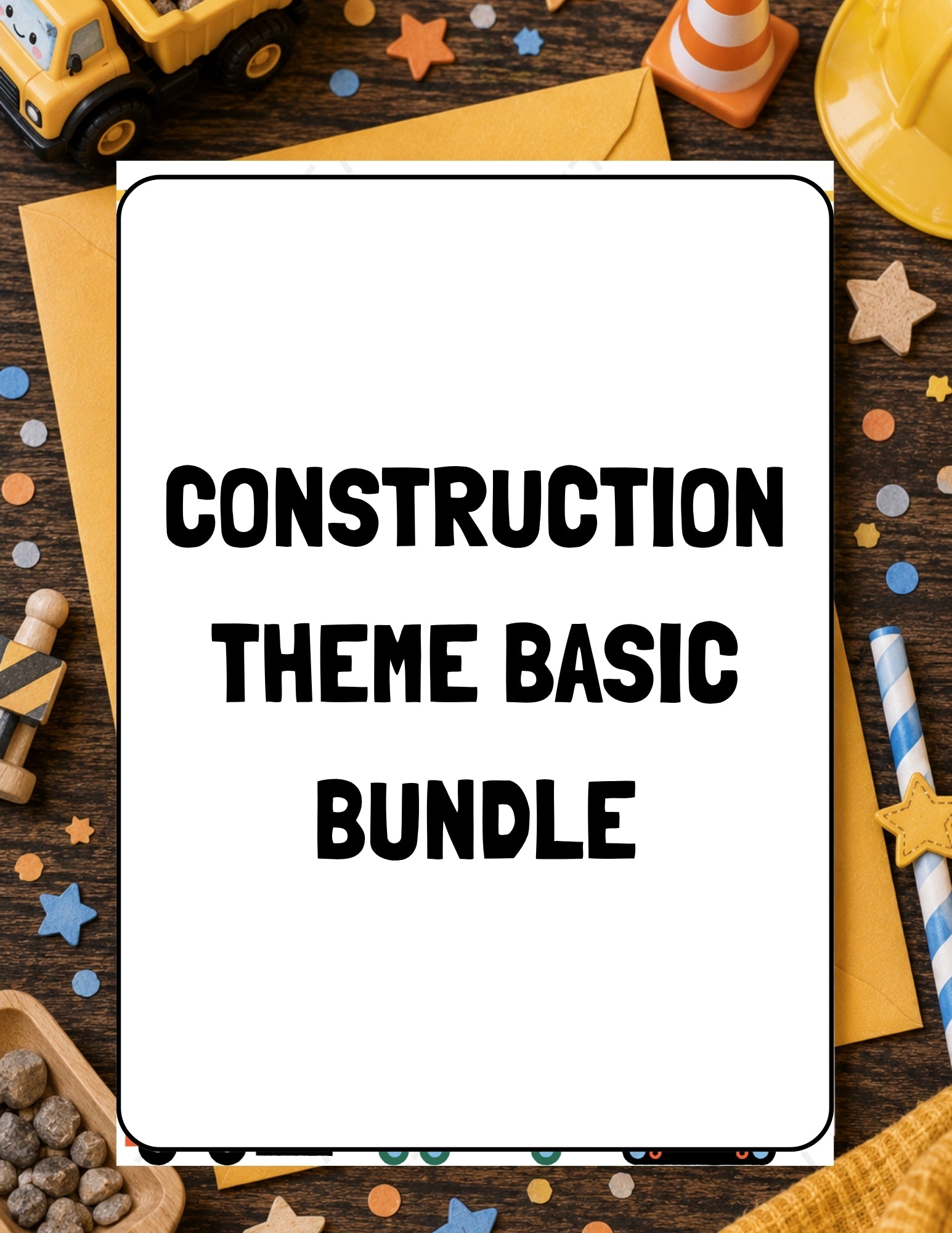 Printable Construction Birthday Party Basic Bundle – Editable Invitation & Thank You Cards | Instant Download