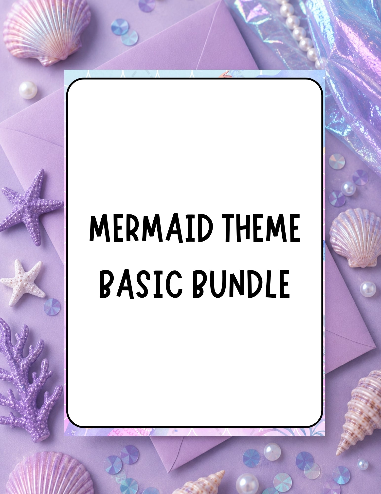Printable Mermaid Birthday Party Basic Bundle – Editable Invitation & Thank You Cards | Instant Download