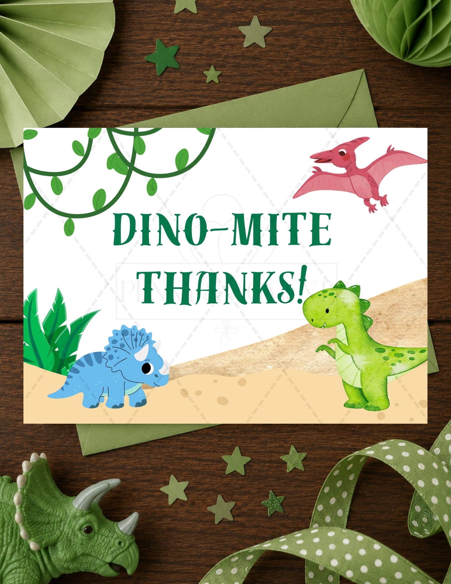 Printable Dinosaur Birthday Party Basic Bundle – Editable Invitation & Thank You Cards | Instant Download