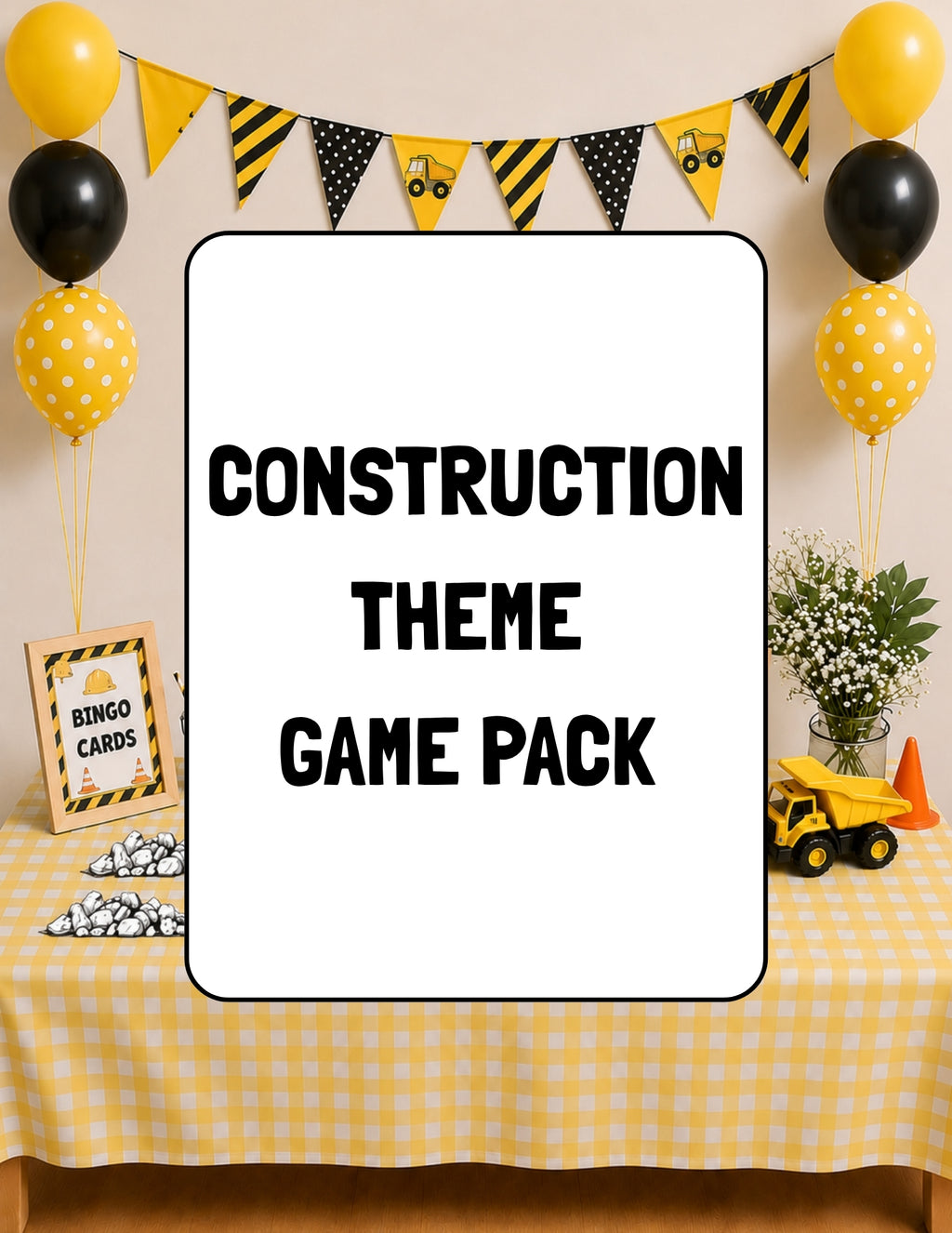 Printable Construction Birthday Party Game Pack – Bingo & Pin the Load on the Dumptruck | Instant Download