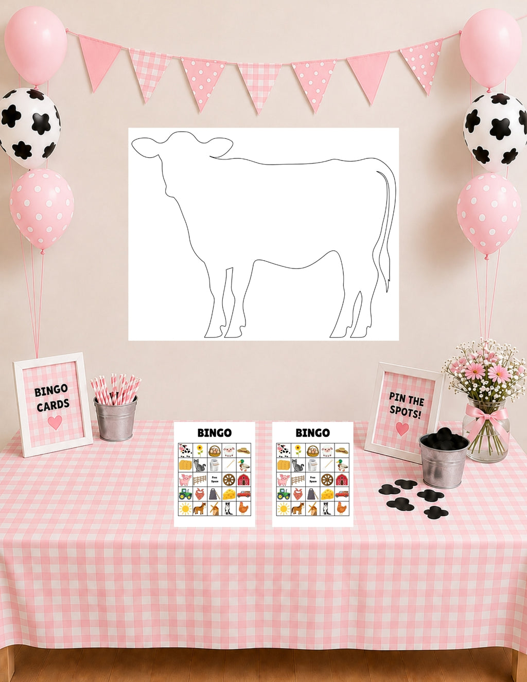 Printable Cow Birthday Party Bundle – Invitation, Games, Banner & More | Instant Download