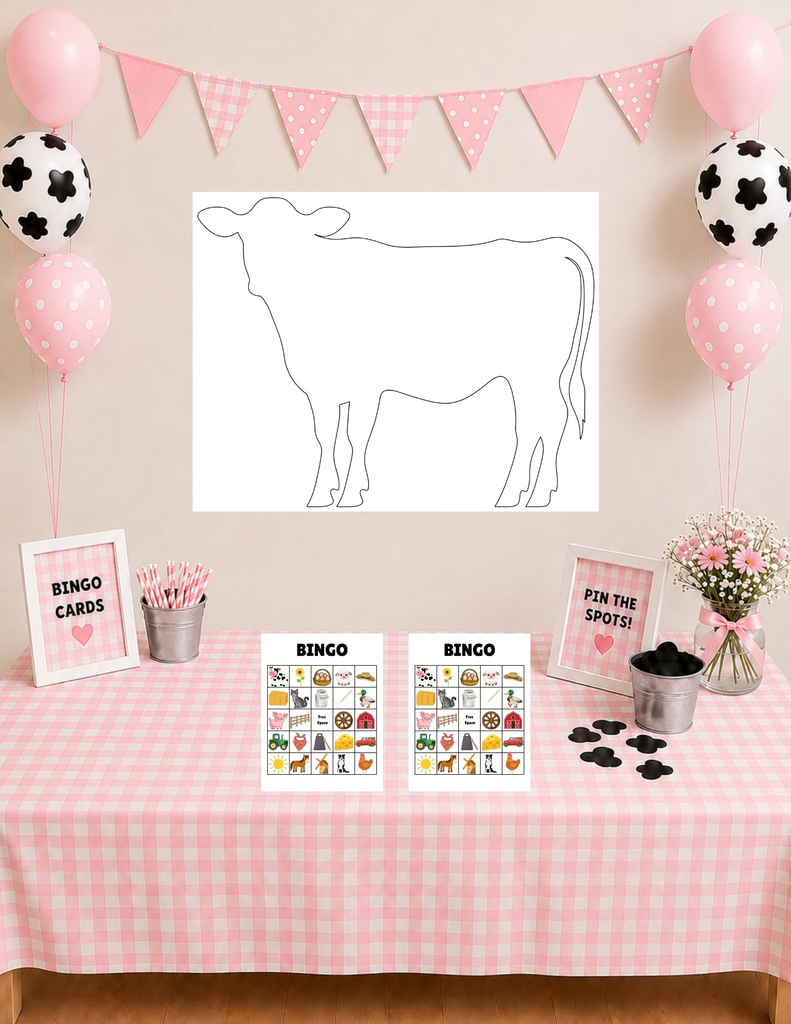 Printable Cow Birthday Party Game Pack – Bingo & Pin the Spots on the Cow | Instant Download