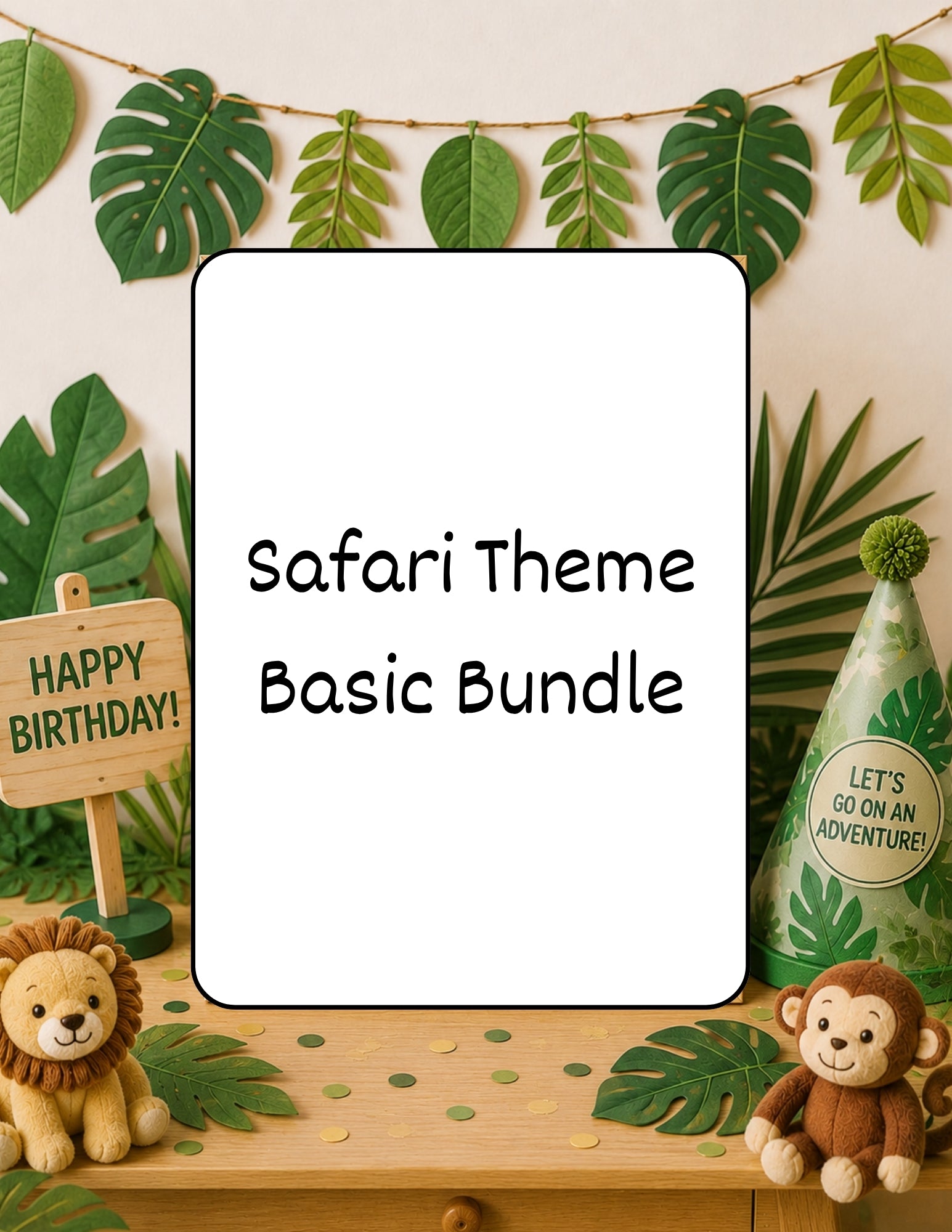 Printable Safari Birthday Party Basic Bundle – Editable Invitation & Thank You Cards | Instant Download