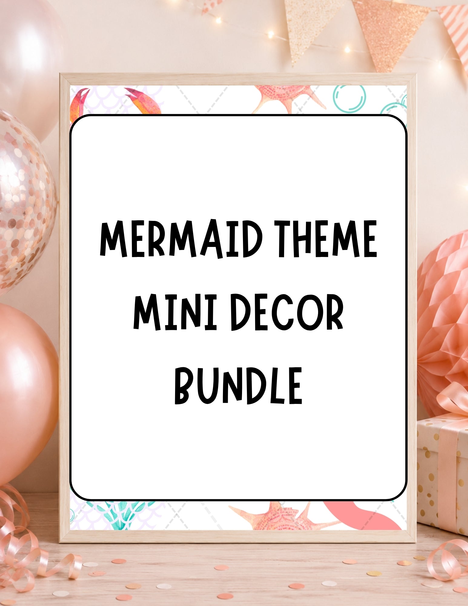 Printable Mermaid Birthday Party Mini Decor Bundle – Printable Banner & Sign | Instant Download