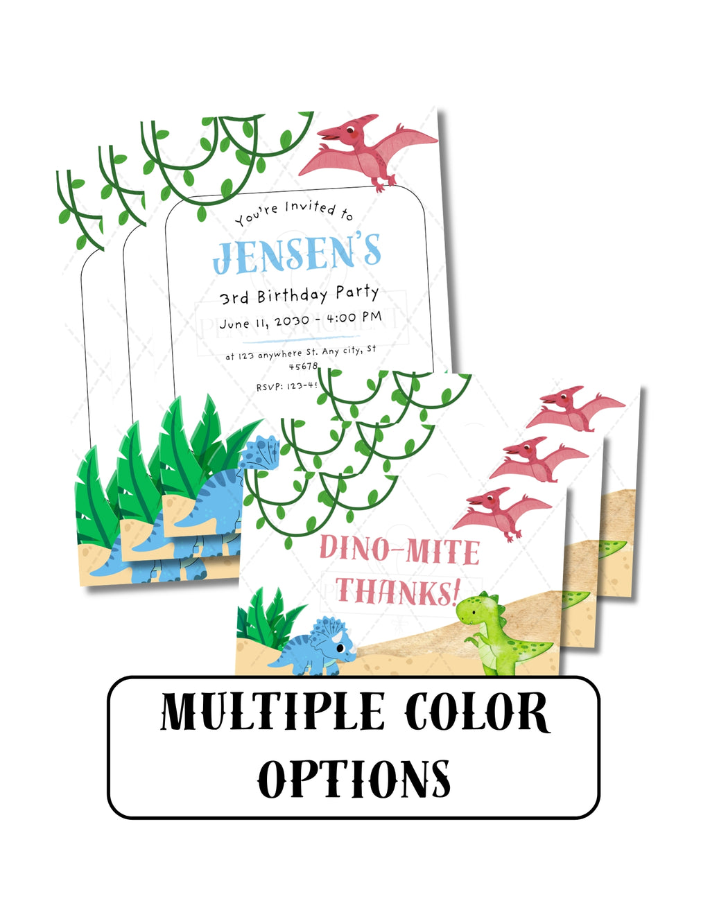 Printable Dinosaur Birthday Party Basic Bundle – Editable Invitation & Thank You Cards | Instant Download