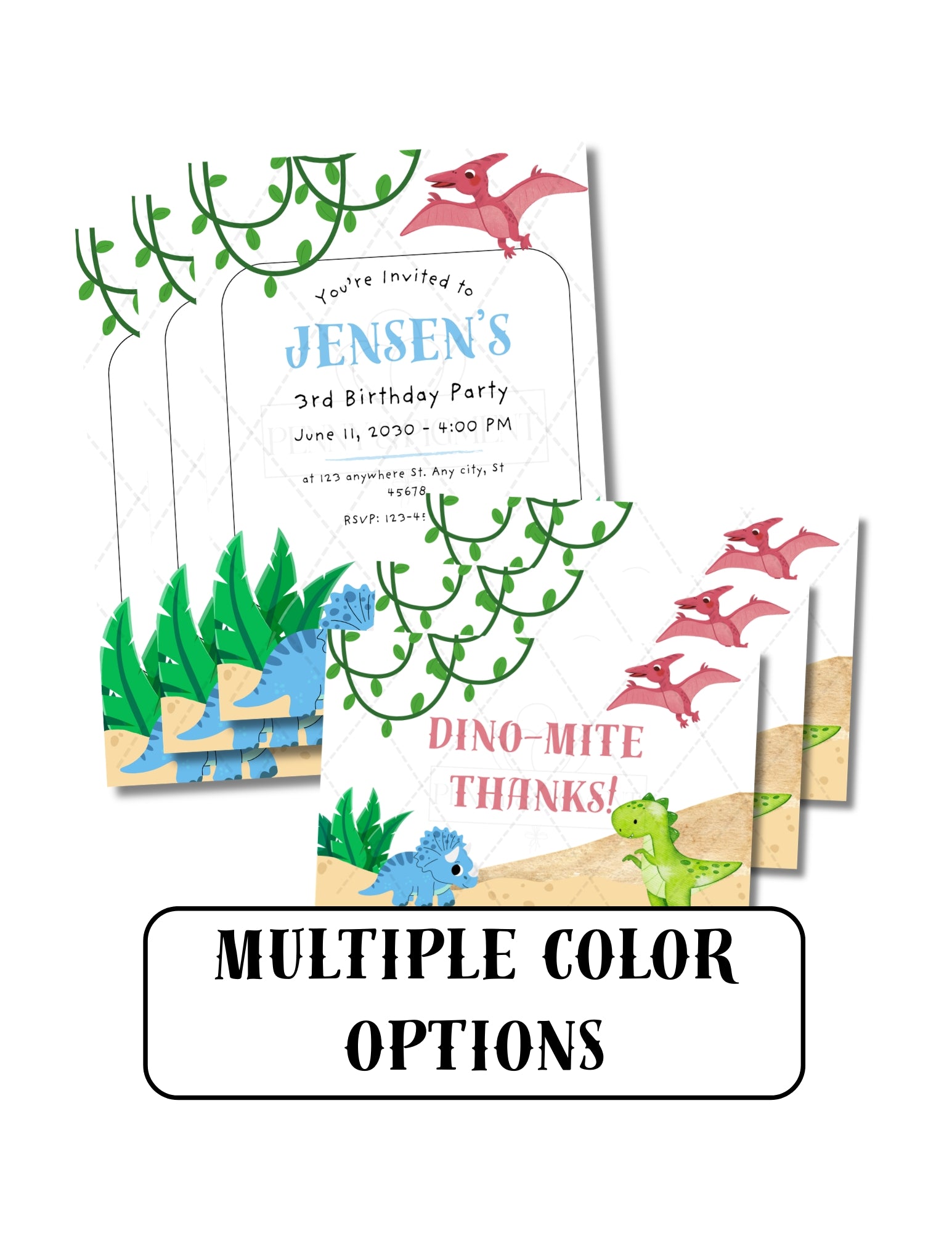 Printable Dinosaur Birthday Party Basic Bundle – Editable Invitation & Thank You Cards | Instant Download