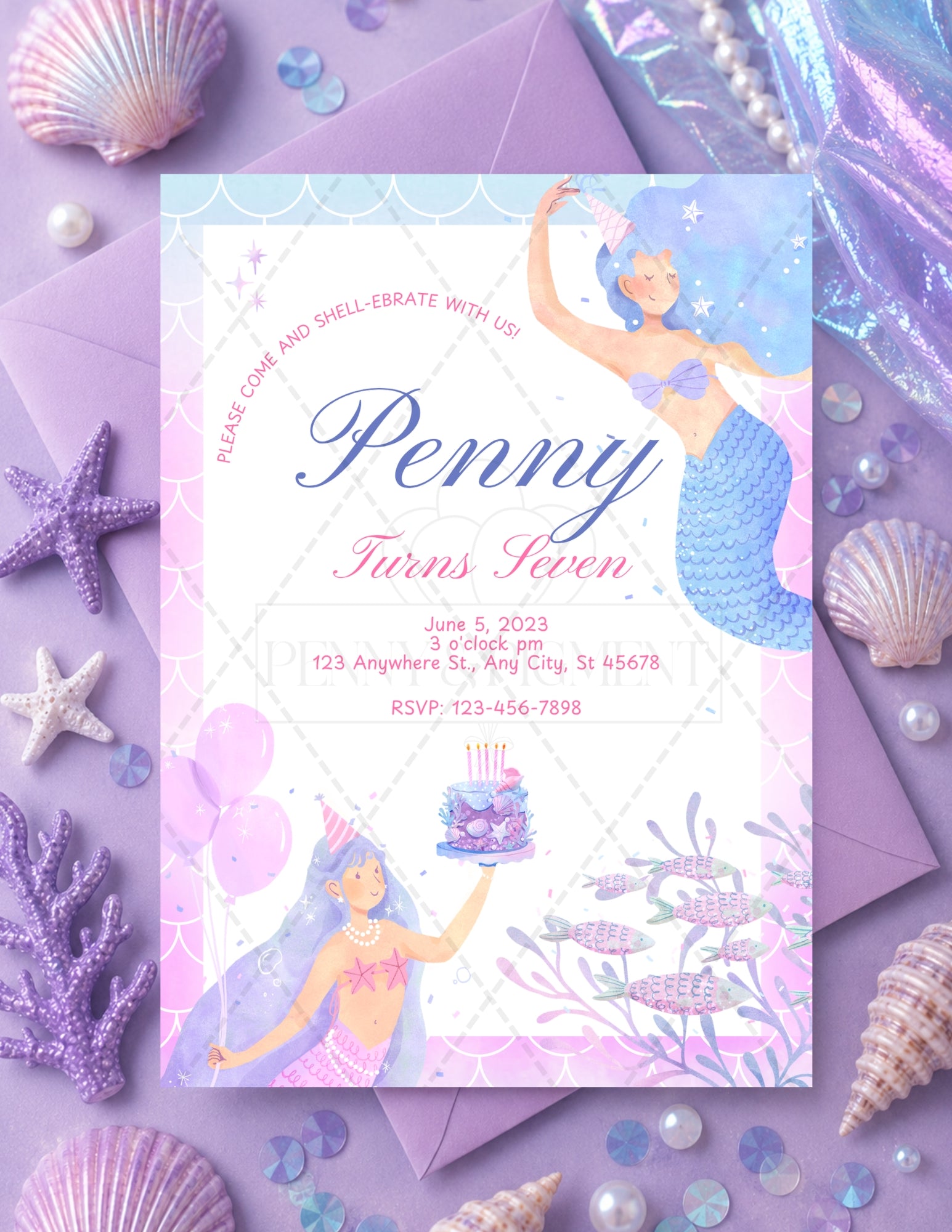 Printable Mermaid Birthday Party Bundle – Invitation, Games, Banner & More | Instant Download