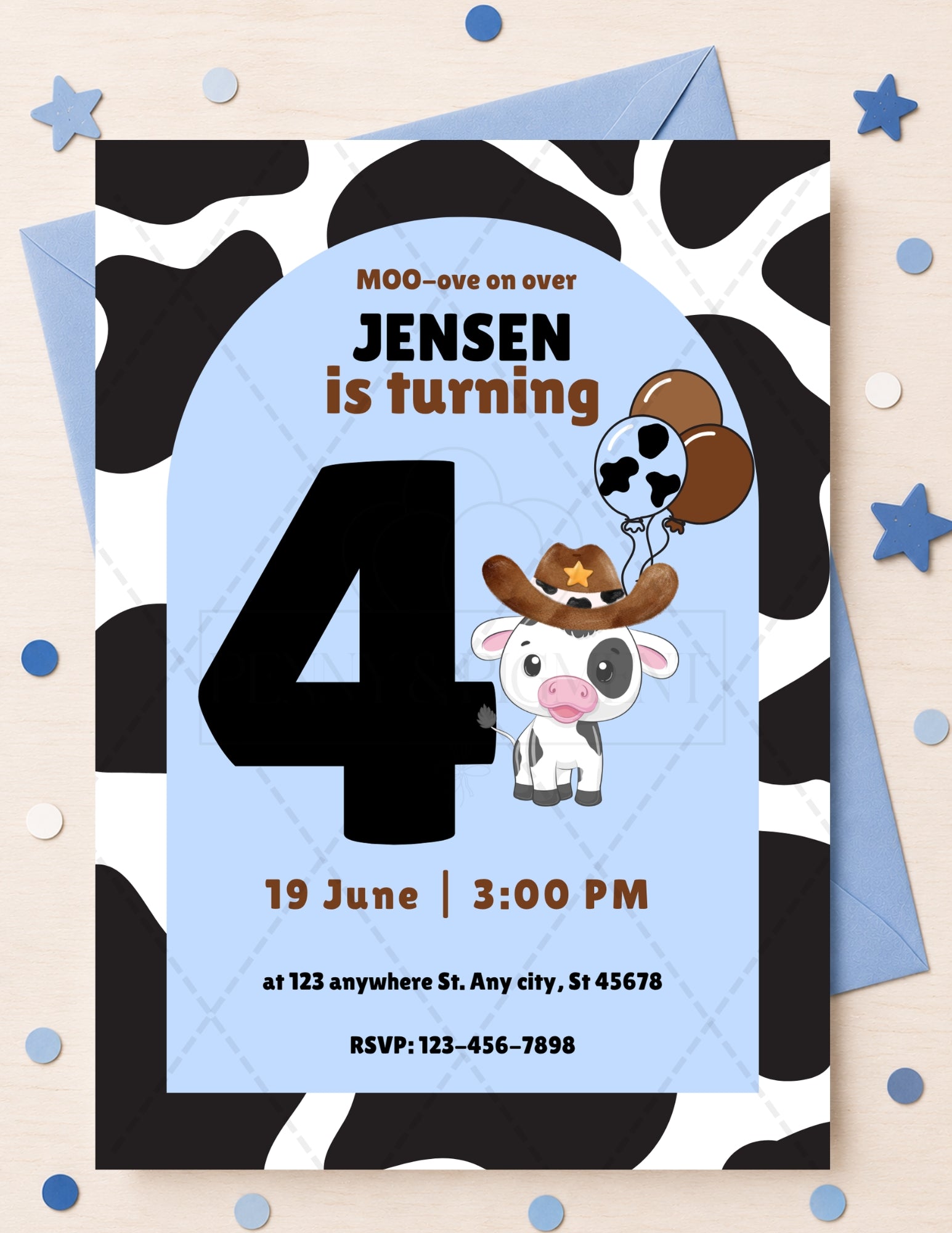 Printable Cow Birthday Party Basic Bundle – Editable Invitation & Thank You Cards | Instant Download