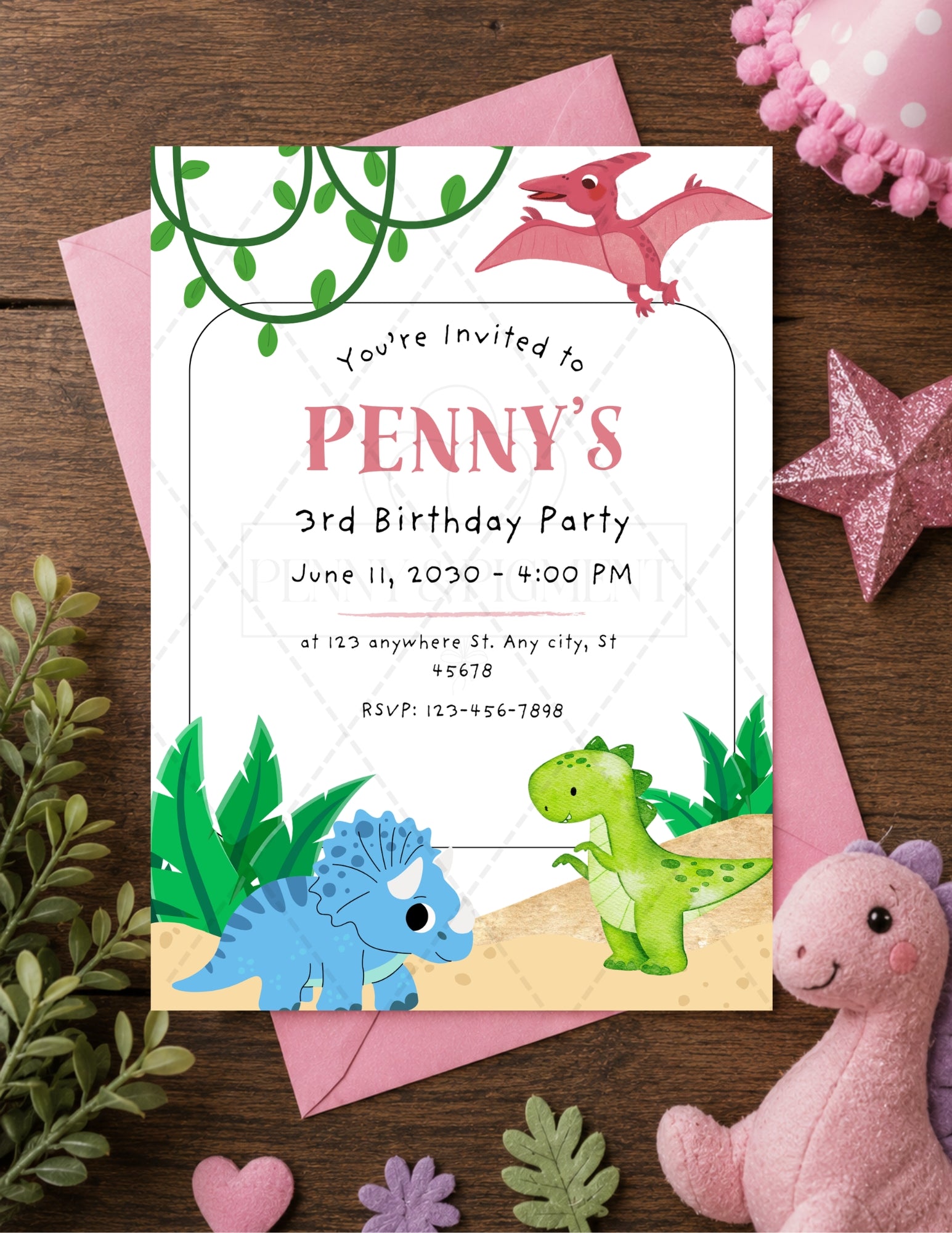 Printable Dinosaur Birthday Party Basic Bundle – Editable Invitation & Thank You Cards | Instant Download