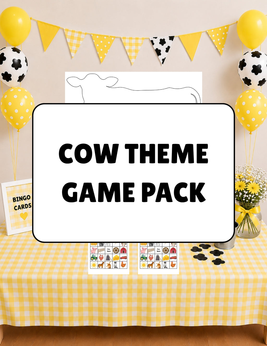 Printable Cow Birthday Party Game Pack – Bingo & Pin the Spots on the Cow | Instant Download