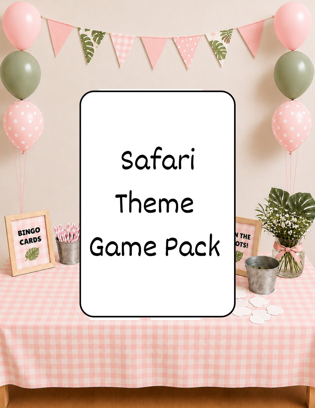 Printable Safari Birthday Party Game Pack – Bingo & Pin the Spots on the Giraffe | Instant Download