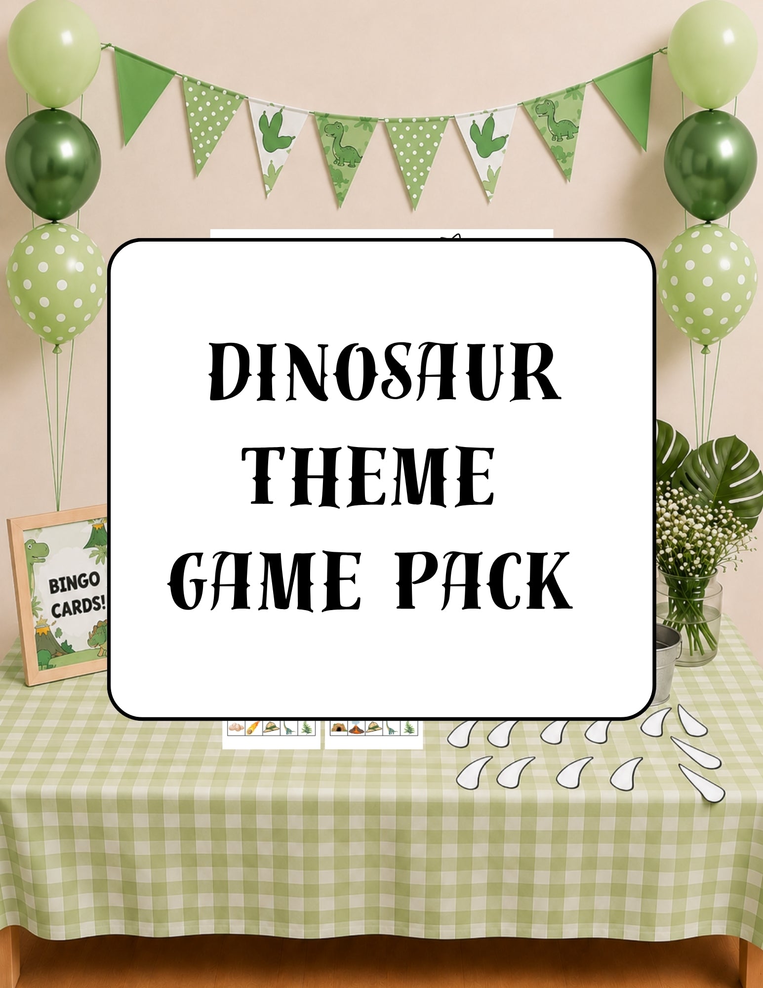 Printable Dinosaur Birthday Party Game Pack – Bingo & Pin the Horns on the Triceratops | Instant Download