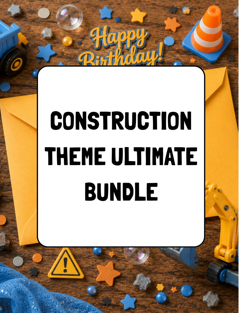 Printable Construction Birthday Party Bundle – Invitation, Games, Banner & More | Instant Download