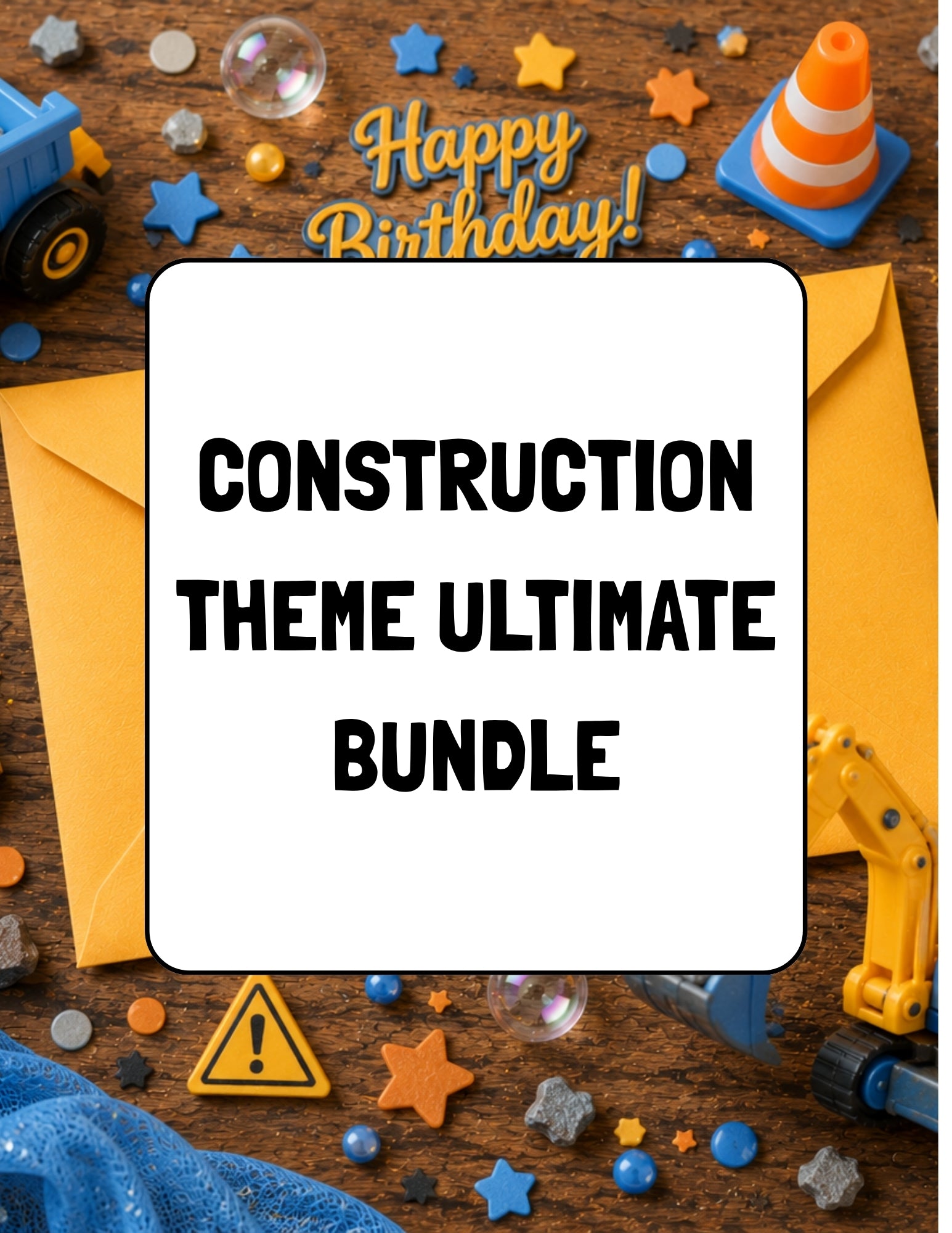 Printable Construction Birthday Party Bundle – Invitation, Games, Banner & More | Instant Download
