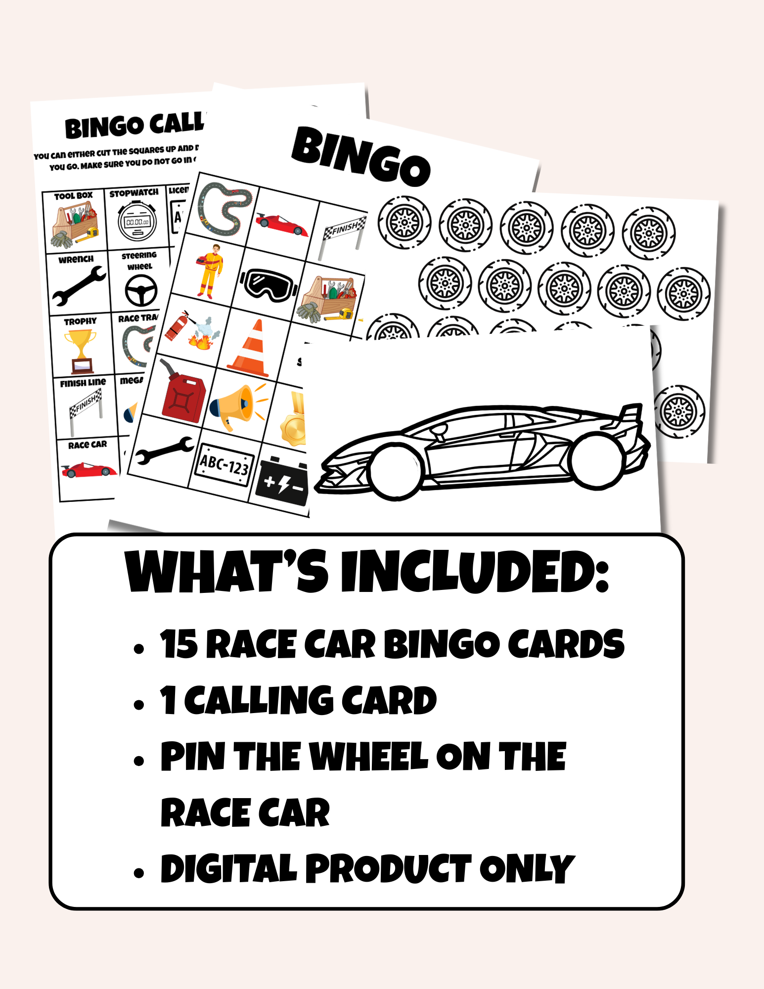 Race Car Birthday Party Game Pack | Printable Party Games
