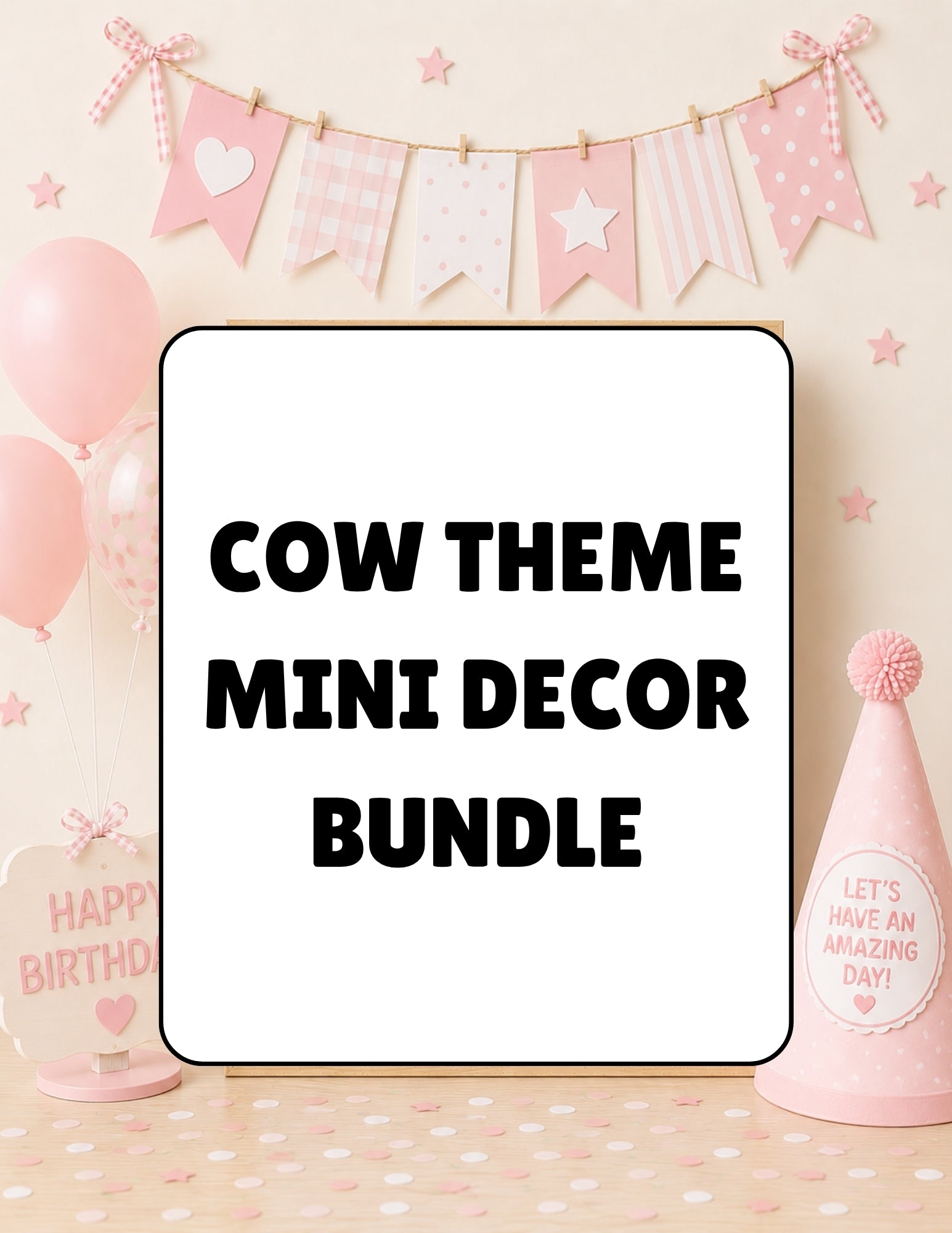 Printable Cow Birthday Party Mini Decor Bundle – Printable Banner & Sign | Instant Download