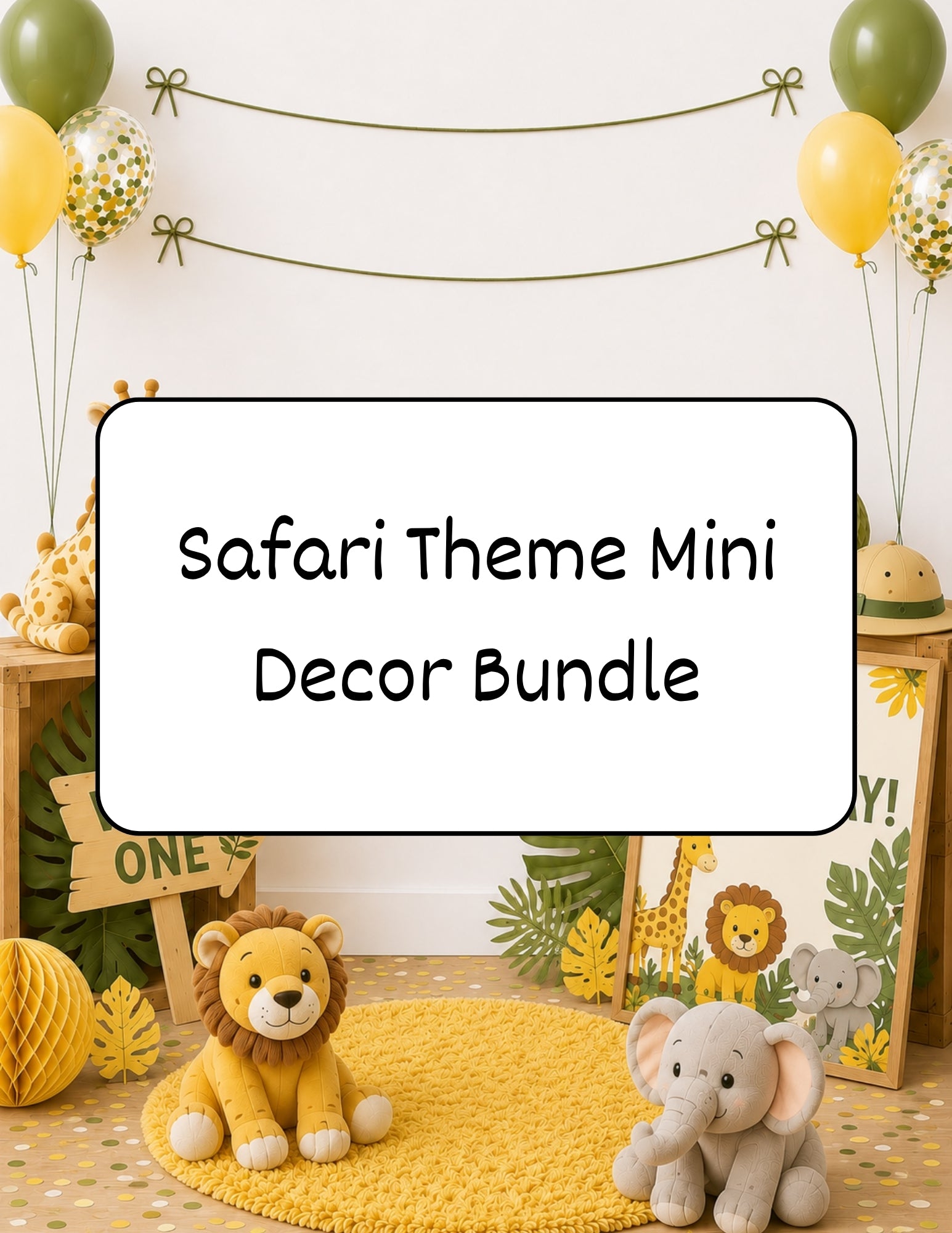 Printable Safari Birthday Party Mini Decor Bundle – Printable Banner & Sign | Instant Download
