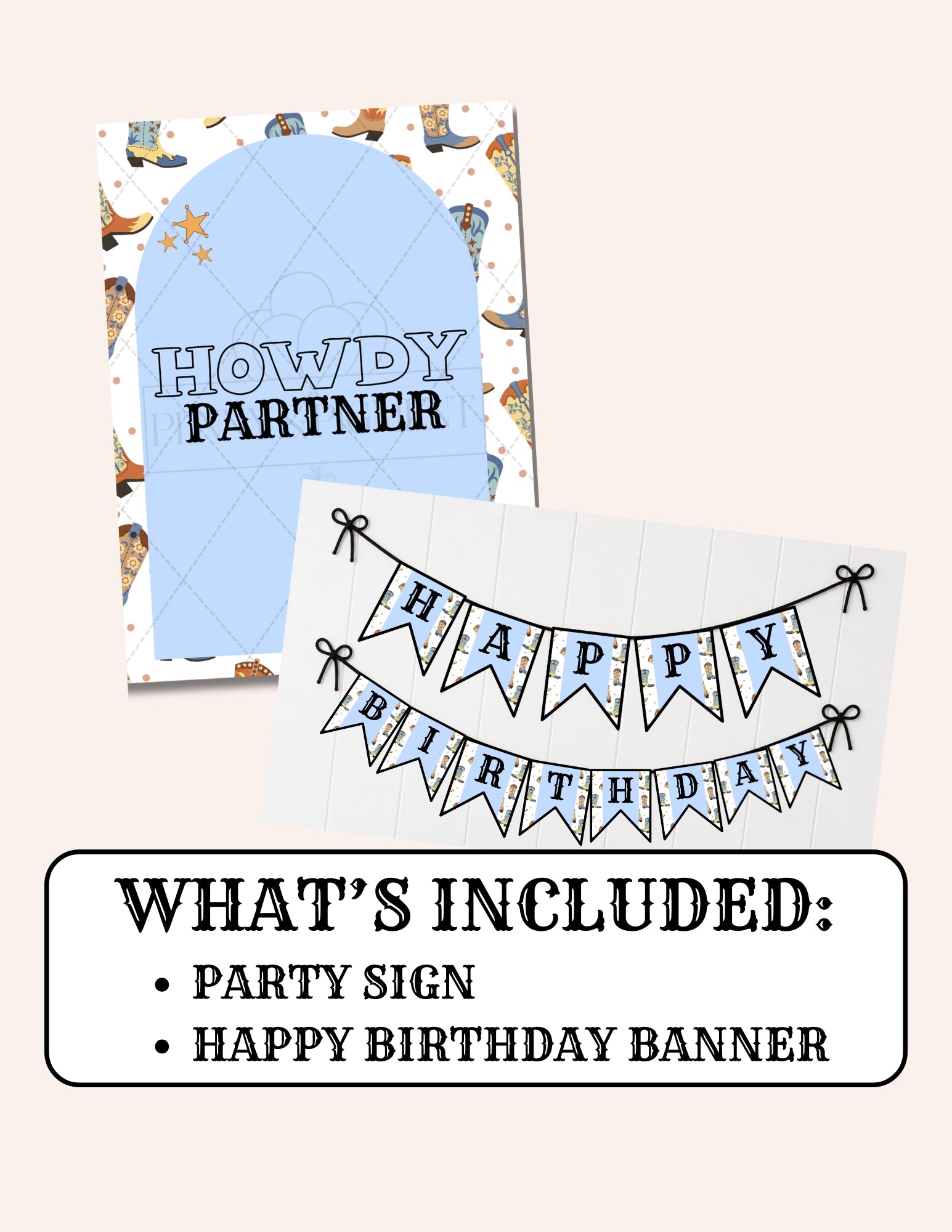Western Birthday Party Mini Decor Bundle | Printable Decorations