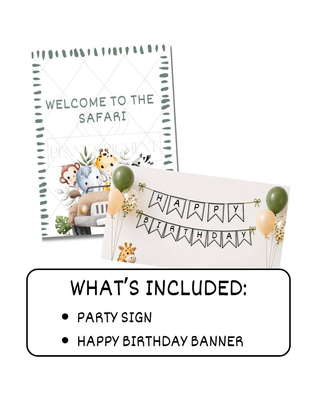 Printable Safari Birthday Party Mini Decor Bundle – Printable Banner & Sign | Instant Download