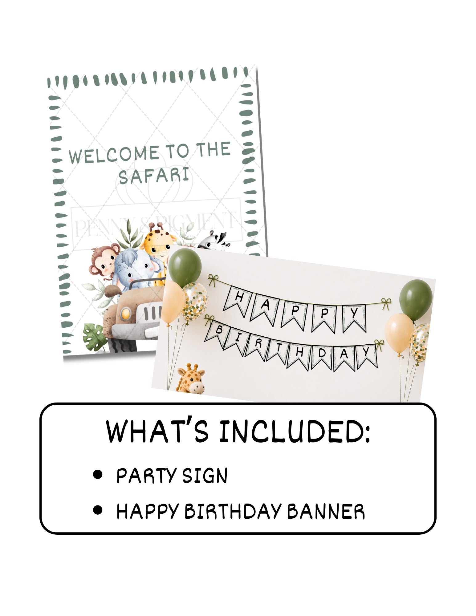 Printable Safari Birthday Party Mini Decor Bundle – Printable Banner & Sign | Instant Download