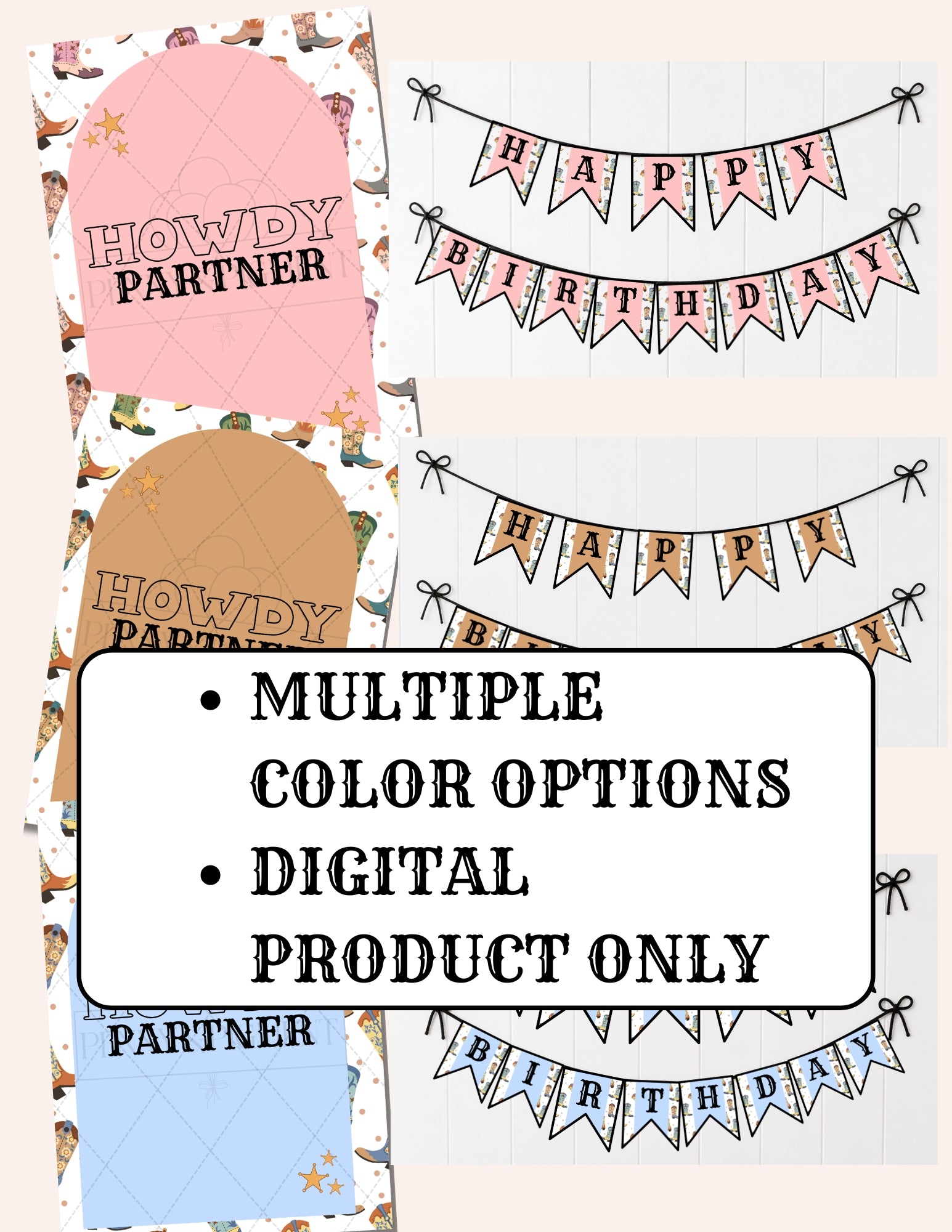Western Birthday Party Mini Decor Bundle | Printable Decorations