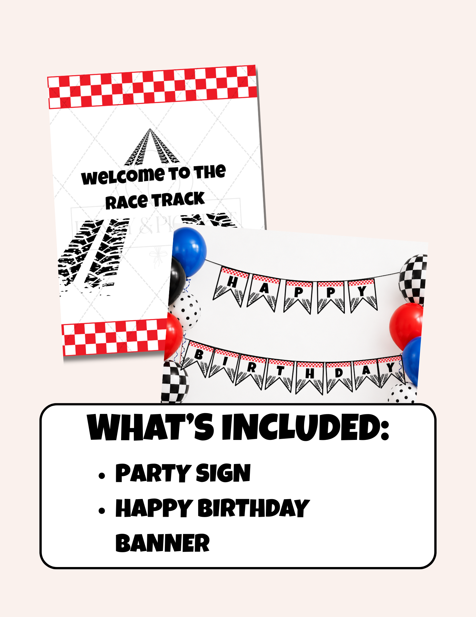 Race Car Birthday Party Mini Decor Bundle | Printable Decorations