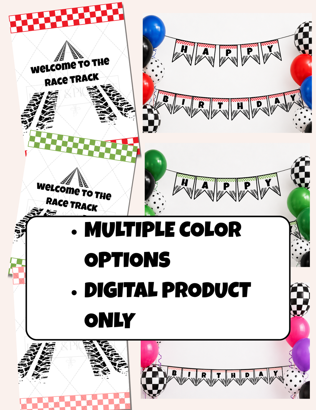 Race Car Birthday Party Mini Decor Bundle | Printable Decorations