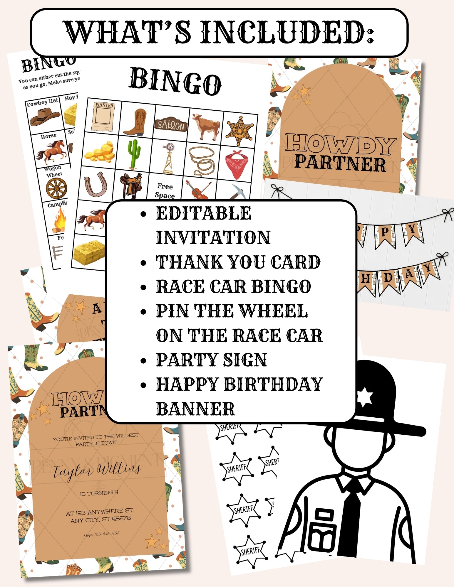 Western Birthday Party Ultimate Bundle | Complete Printable Party Pack