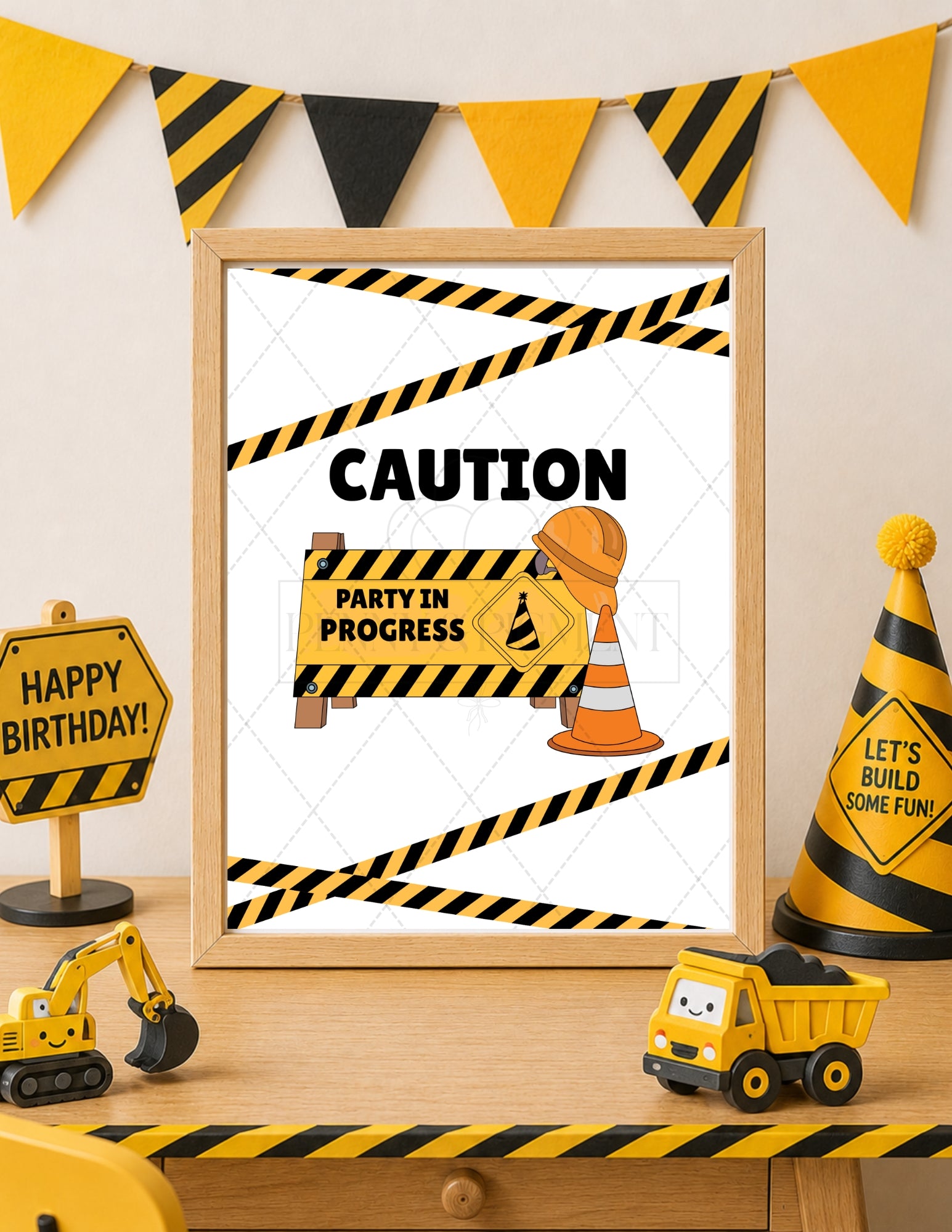 Printable Construction Birthday Party Bundle – Invitation, Games, Banner & More | Instant Download