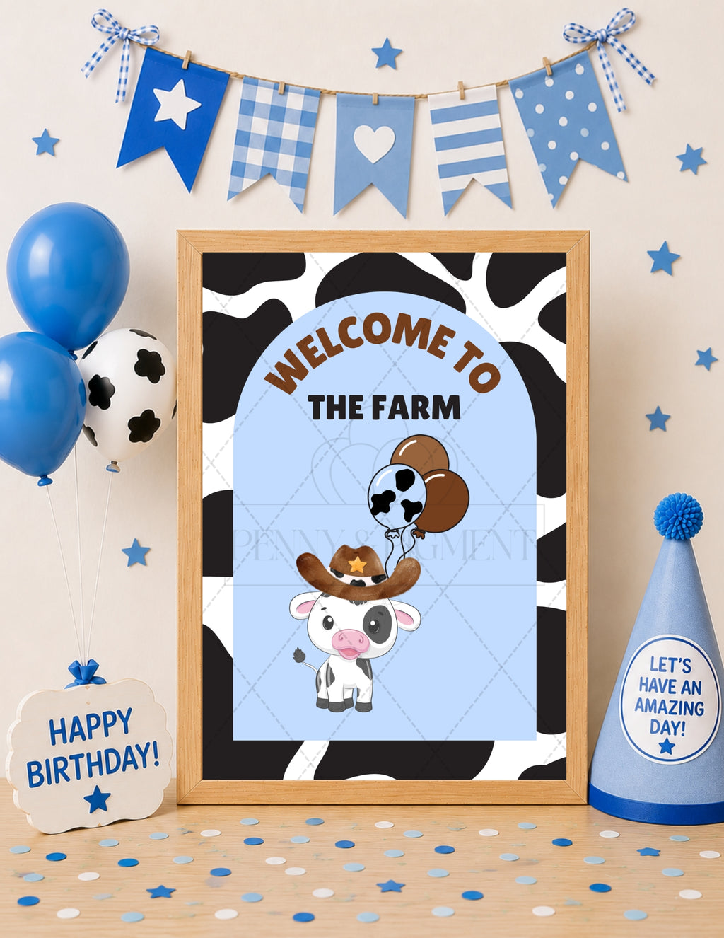 Printable Cow Birthday Party Mini Decor Bundle – Printable Banner & Sign | Instant Download