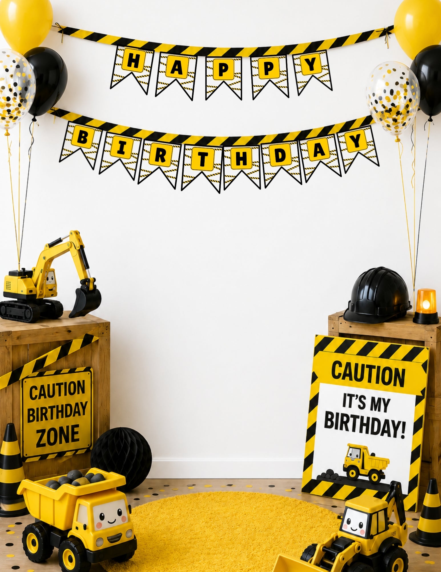 Printable Construction Birthday Party Bundle – Invitation, Games, Banner & More | Instant Download