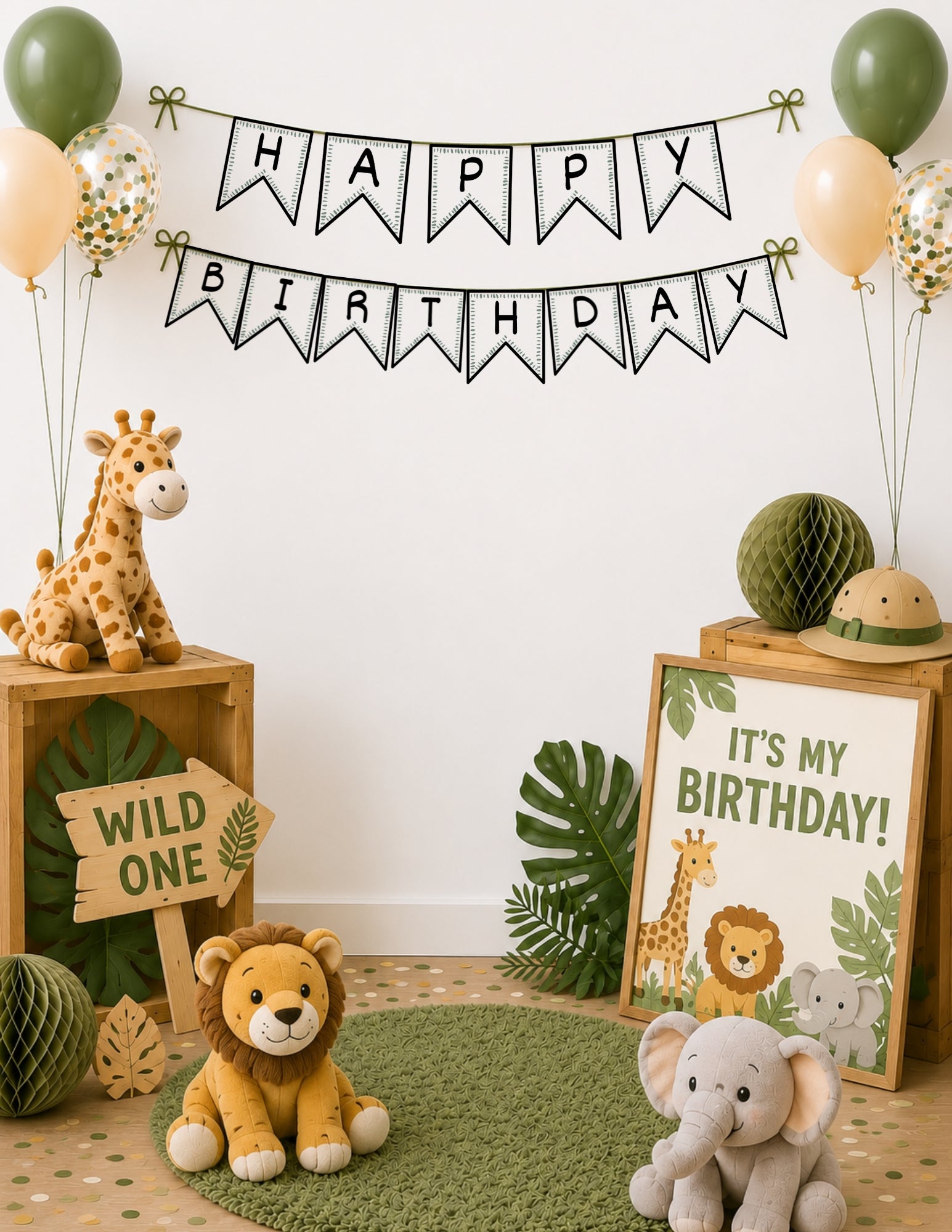 Printable Safari Birthday Party Mini Decor Bundle – Printable Banner & Sign | Instant Download