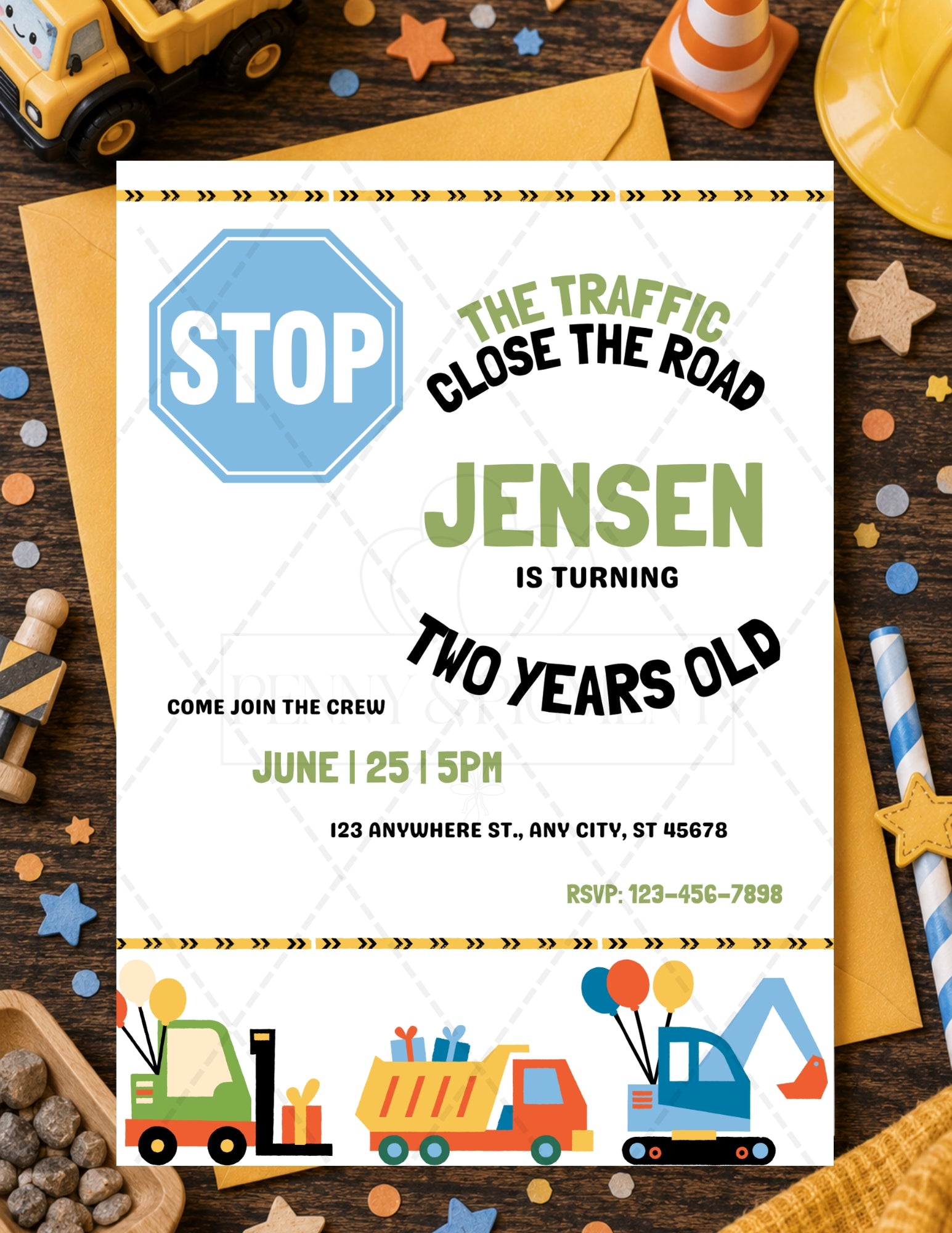 Printable Construction Birthday Party Bundle – Invitation, Games, Banner & More | Instant Download