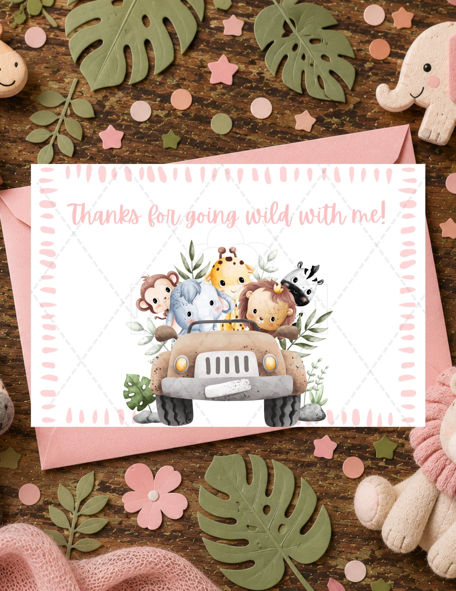 Printable Safari Birthday Party Basic Bundle – Editable Invitation & Thank You Cards | Instant Download