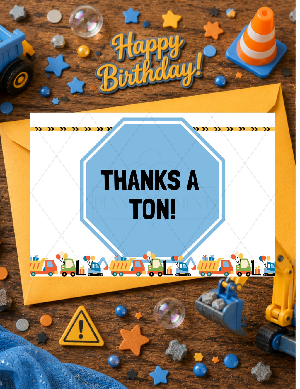 Printable Construction Birthday Party Basic Bundle – Editable Invitation & Thank You Cards | Instant Download