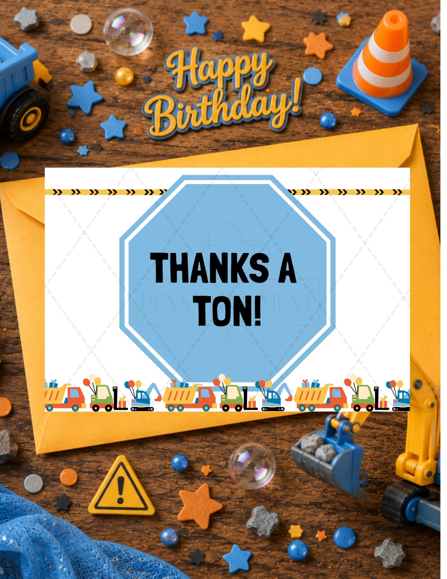 Printable Construction Birthday Party Basic Bundle – Editable Invitation & Thank You Cards | Instant Download