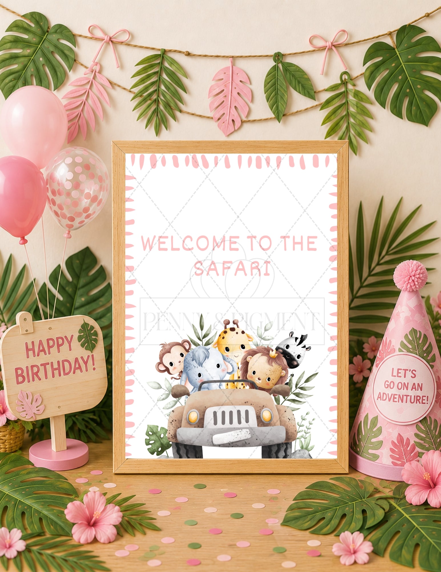 Printable Safari Birthday Party Mini Decor Bundle – Printable Banner & Sign | Instant Download