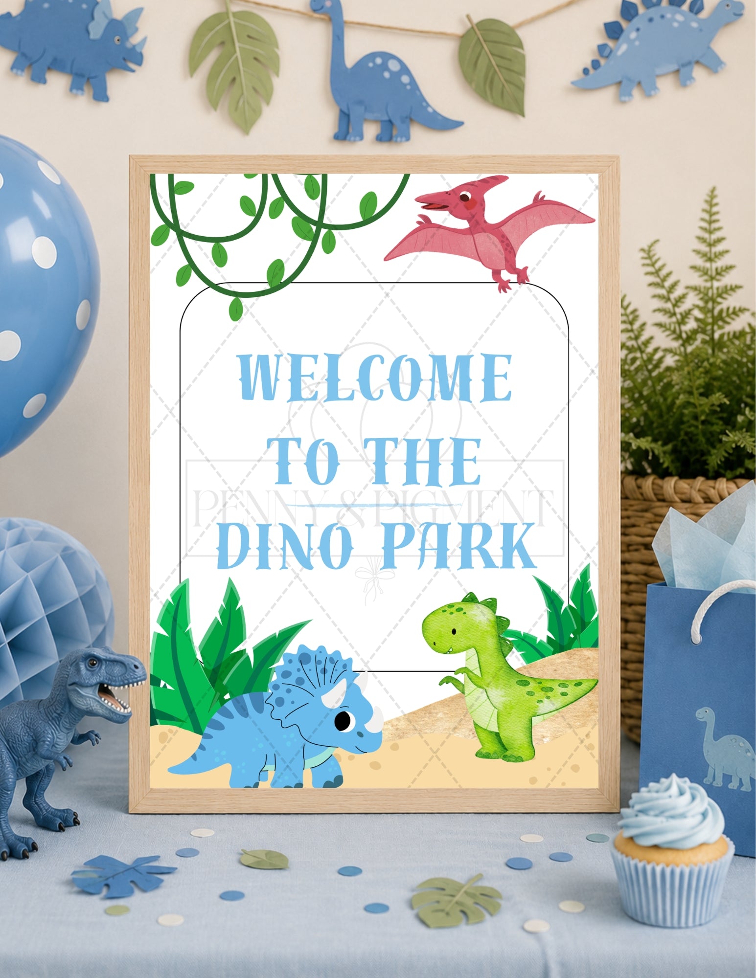 Printable Dinosaur Birthday Party Mini Decor Bundle – Printable Banner & Sign | Instant Download