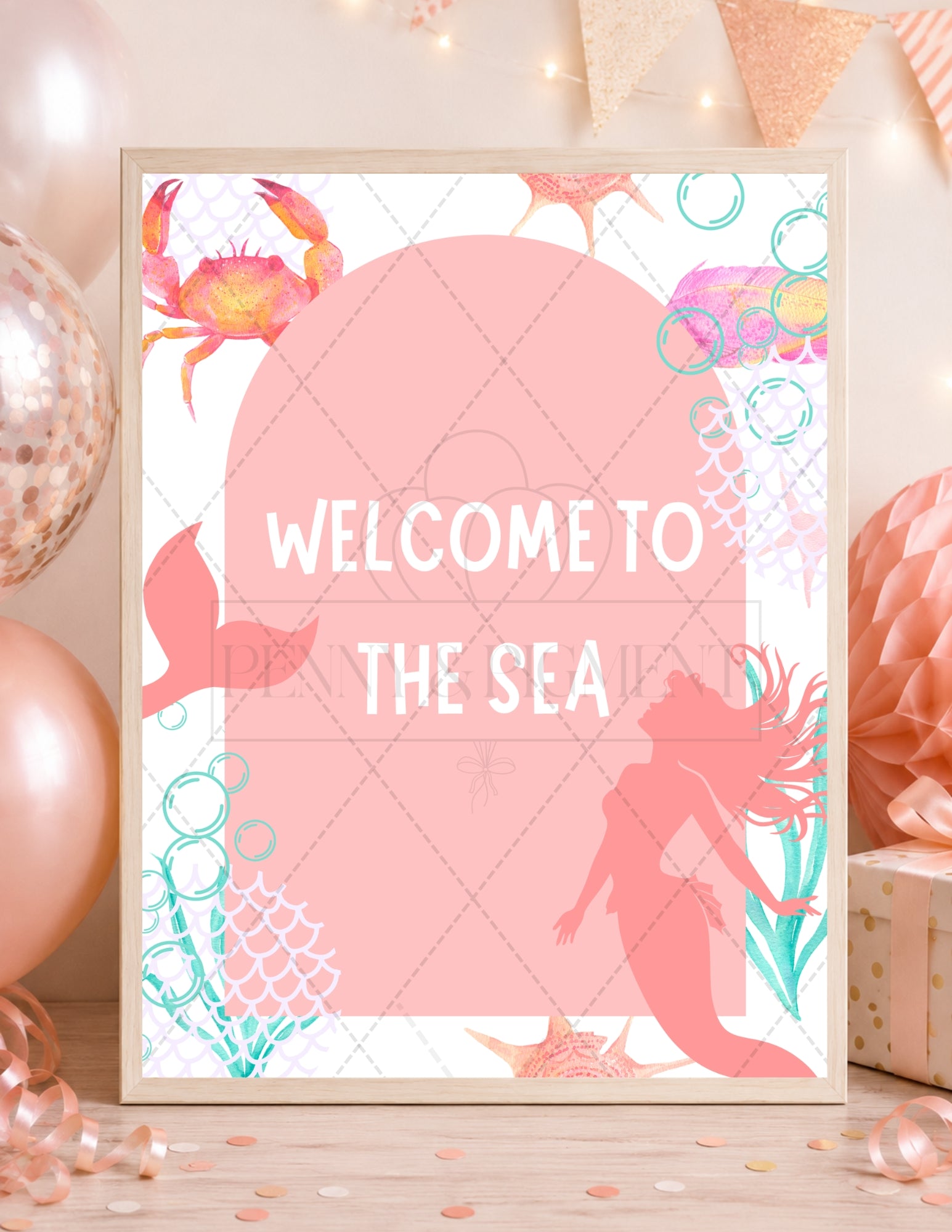 Printable Mermaid Birthday Party Mini Decor Bundle – Printable Banner & Sign | Instant Download